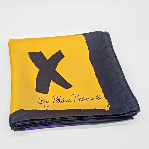 Vintage Paloma Picasso Color Block Square Silk Scarf
